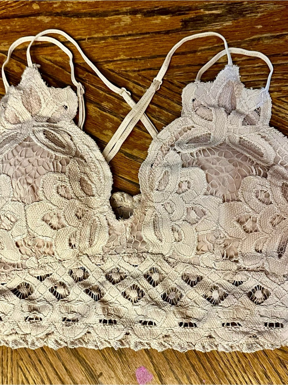 Anemone Floral Lace Bralette in Light Blush